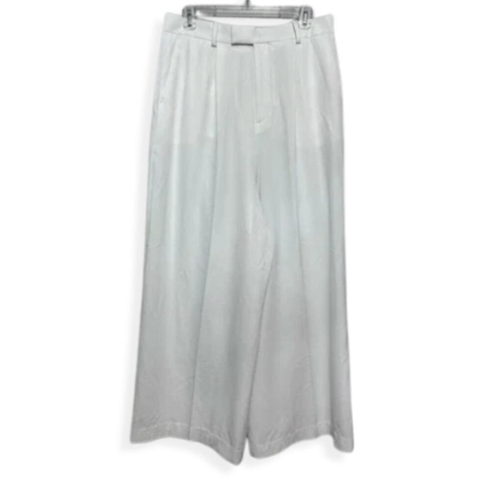 ASOS Design Palazzo Flowy Pants High Rise 4 Pockets Zip Closure White 32 NWOT